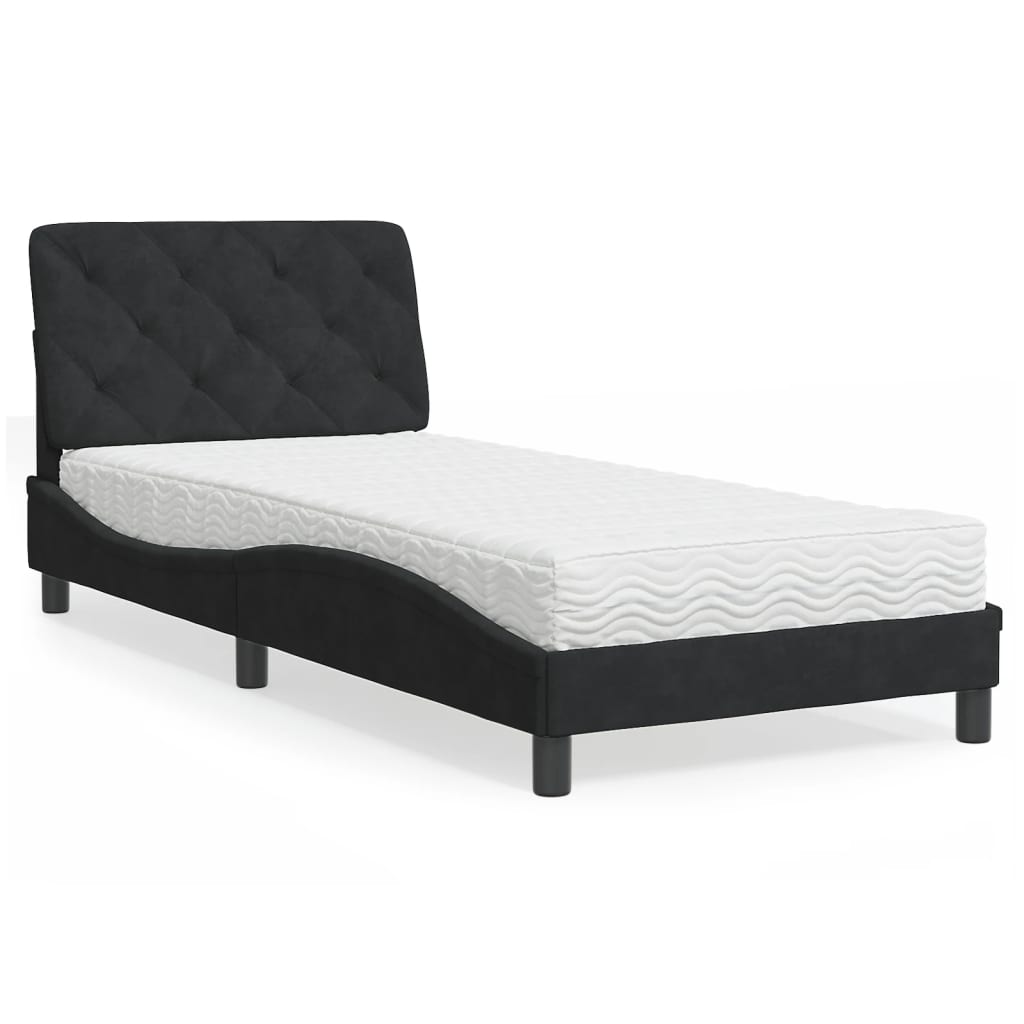 Krevet s madracem crni 80 x 200 cm baršunasti