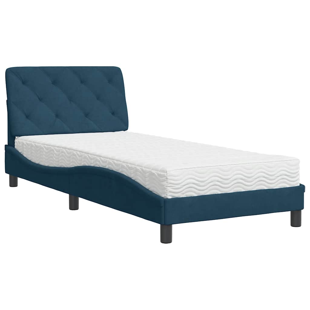 Krevet s madracem plavi 90x190 cm baršunasti