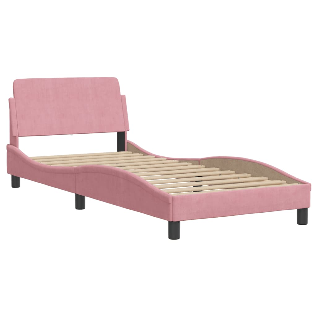 Krevet s madracem ružičasti 90x200 cm baršunasti
