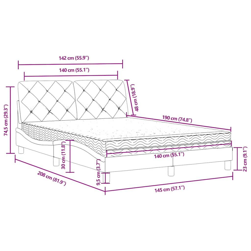 Krevet s madracem plavi 140x190 cm baršunasti