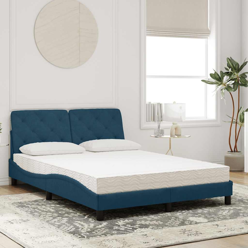Krevet s madracem plavi 140x190 cm baršunasti