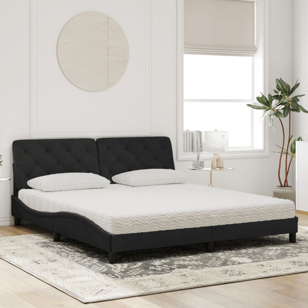 Krevet s madracem crni 180x200 cm baršunasti