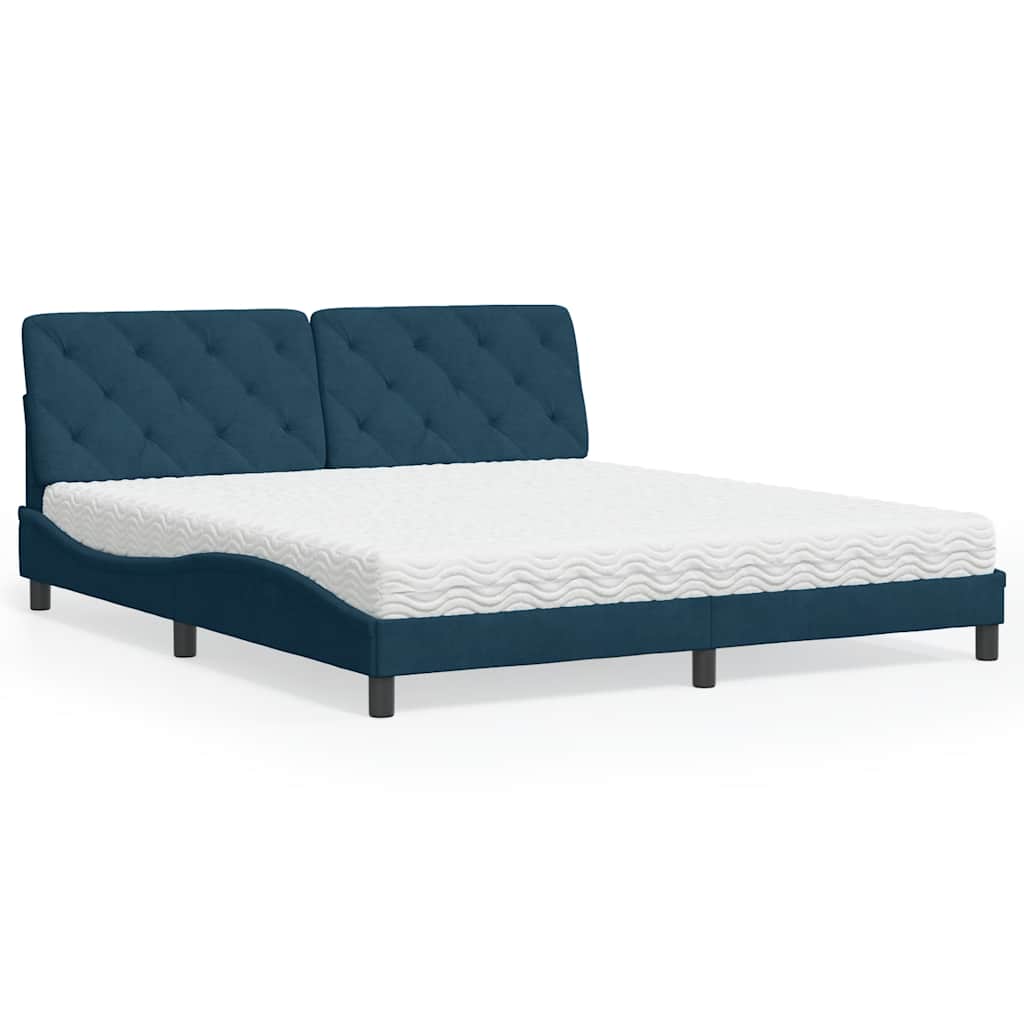 Krevet s madracem plavi 180x200 cm baršunasti