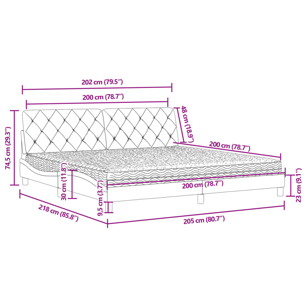 Krevet s madracem svjetlosivi 200x200 cm baršunasti