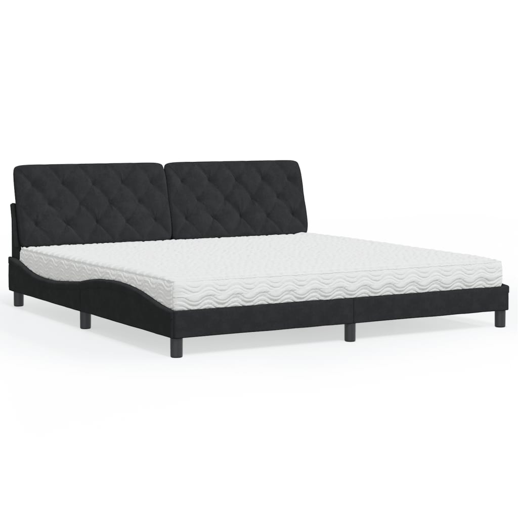 Krevet s madracem crni 200x200 cm baršunasti
