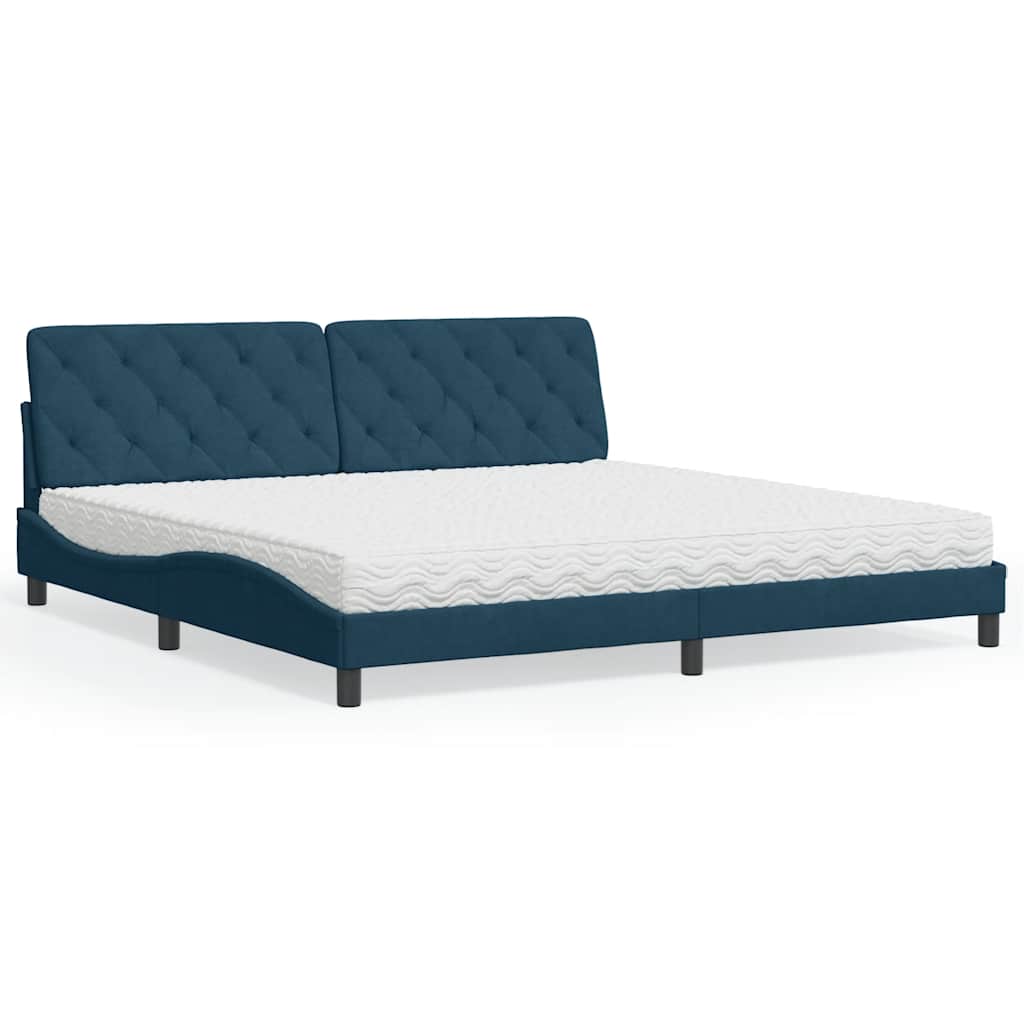 Krevet s madracem plavi 200x200 cm baršunasti