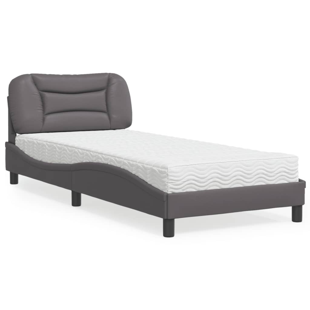 Krevet s madracem Hvar sivi 80 x 200 cm od umjetne kože