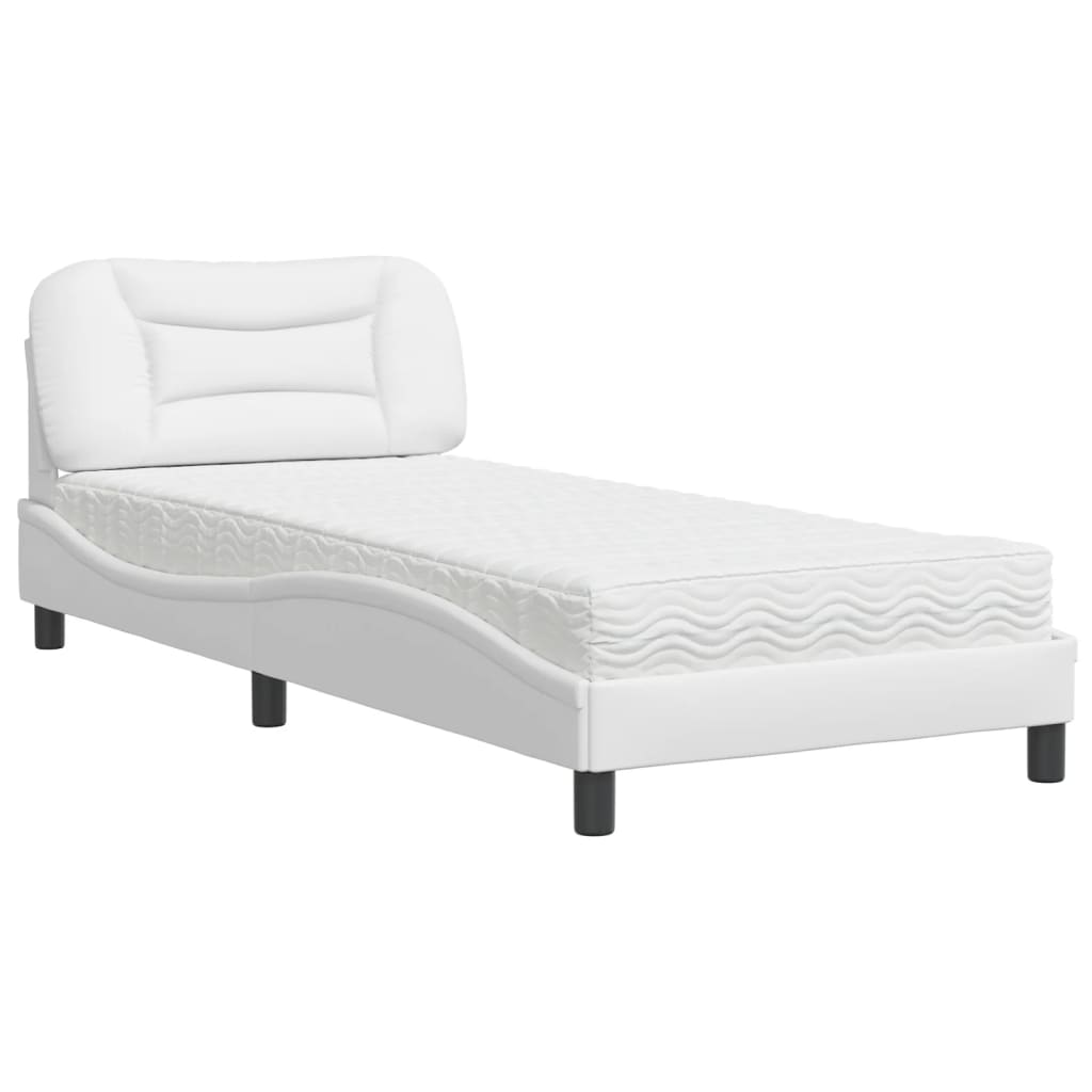 Krevet s madracem Hvar bijeli 90 x 200 cm od umjetne kože