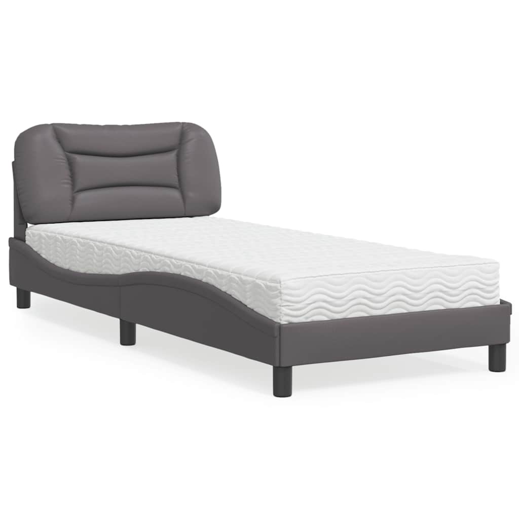 Krevet s madracem Hvar sivi 90 x 200 cm od umjetne kože