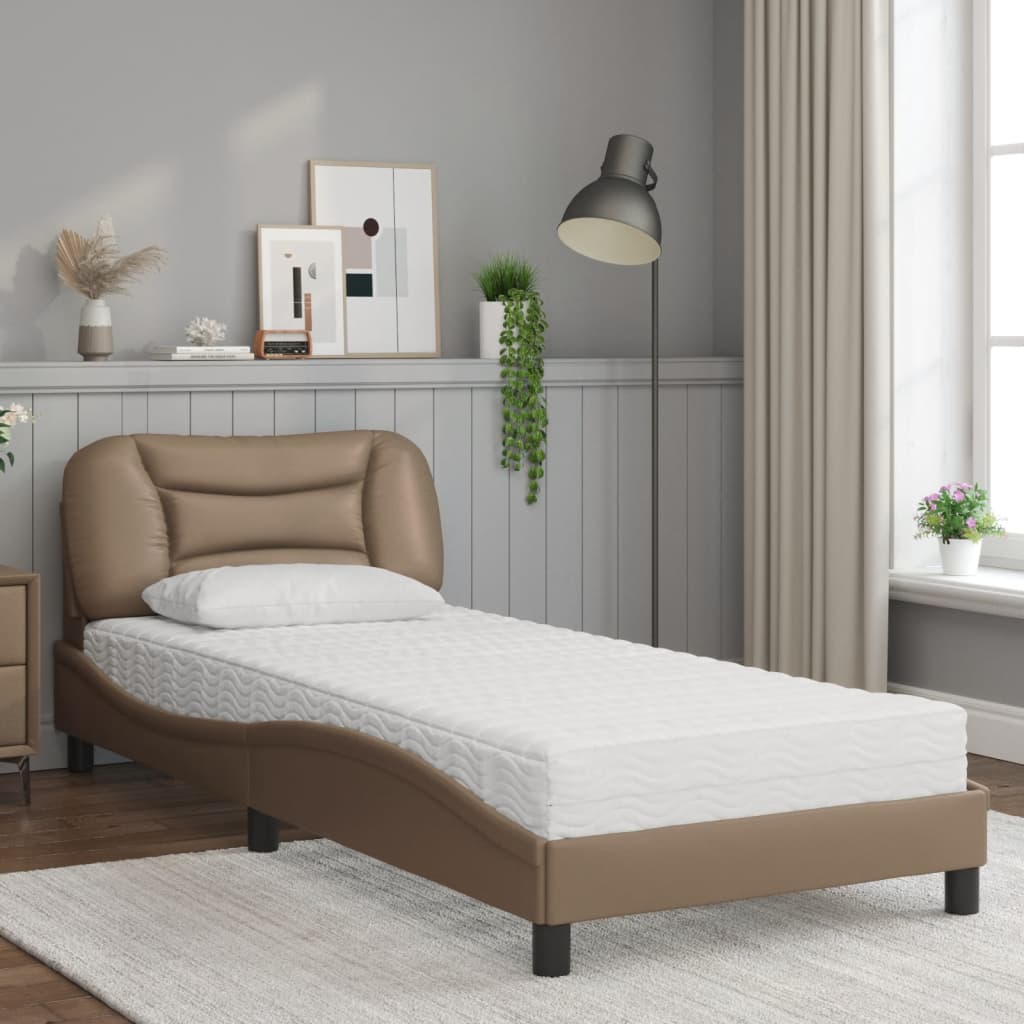 Krevet s madracem Hvar boja cappuccina 90 x 200 cm od umjetne kože