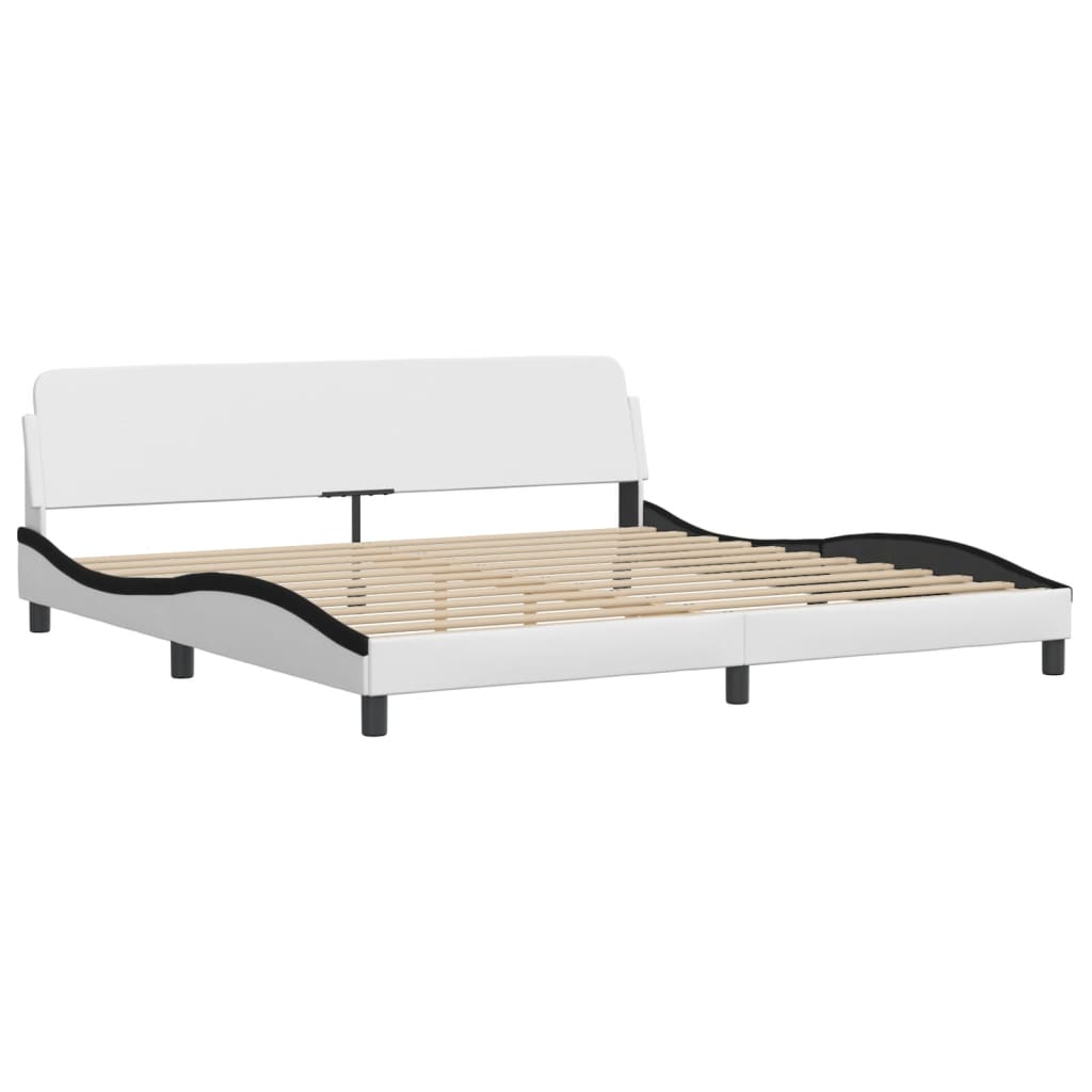 Krevet s madracem Hvar bijeli-crni 200 x 200 cm od umjetne kože