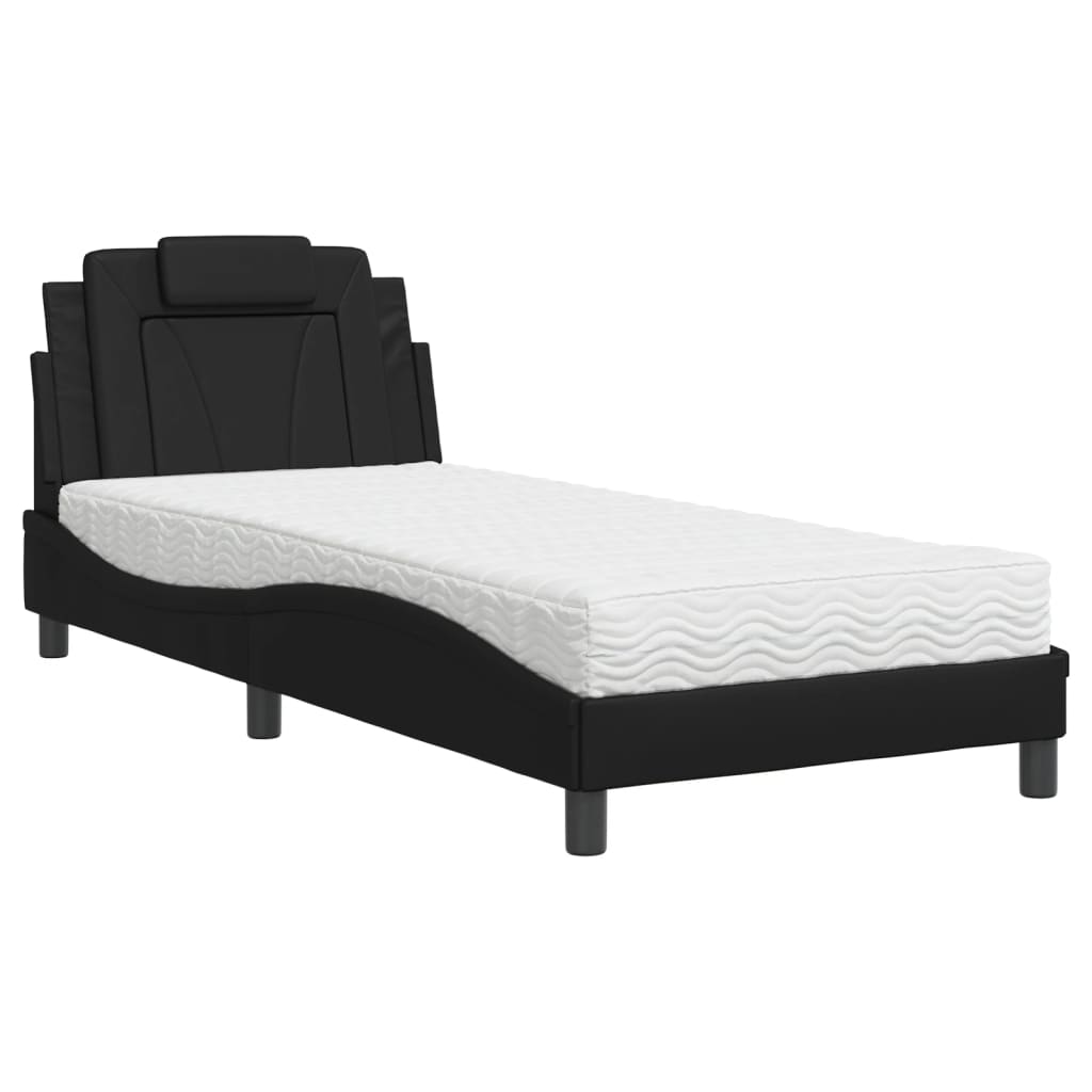 Krevet Viana s madracem crni 90 x 200 cm od umjetne kože