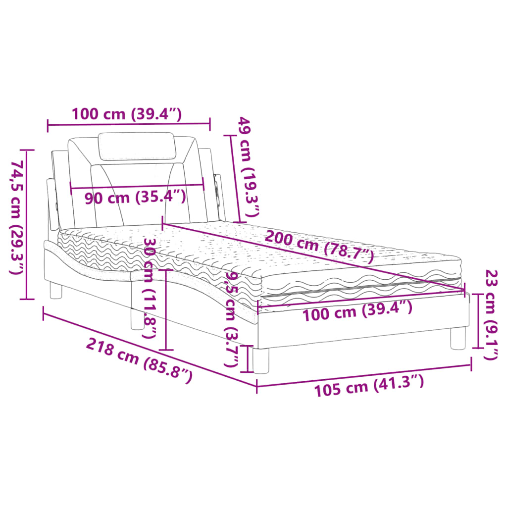 Krevet Viana s madracem crni 100 x 200 cm od umjetne kože