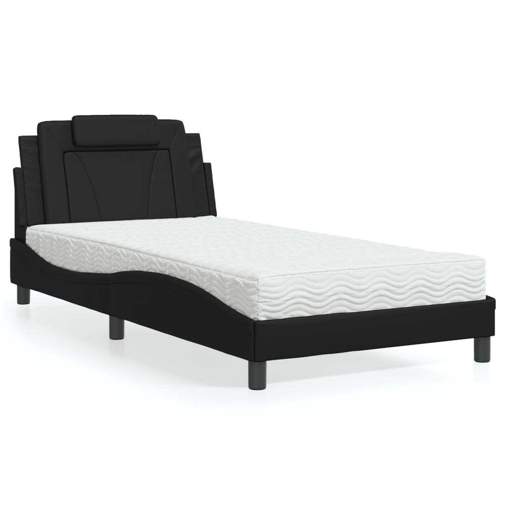 Krevet Viana s madracem crni 100 x 200 cm od umjetne kože