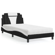 Krevet Viana s madracem crno-bijeli 100 x 200 cm od umjetne kože
