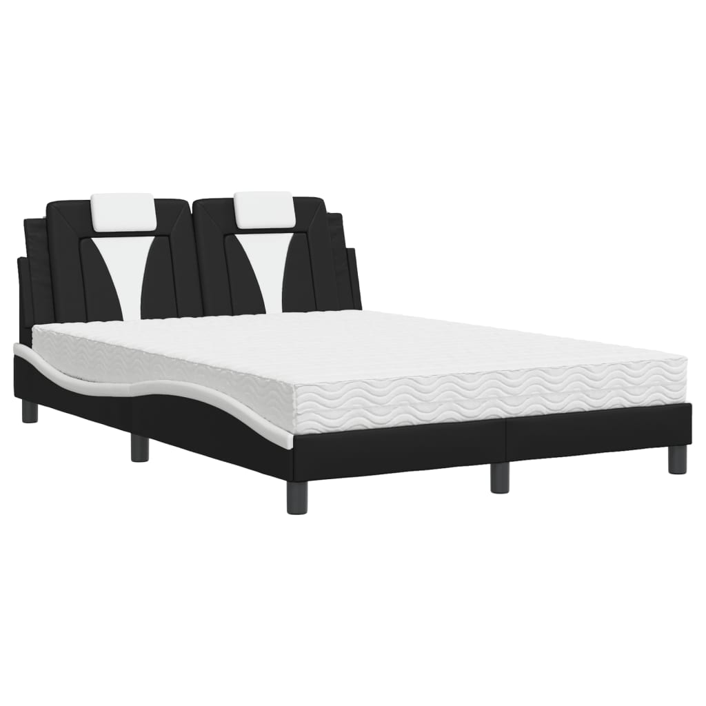 Krevet Viana s madracem crno-bijeli 140 x 190 cm od umjetne kože