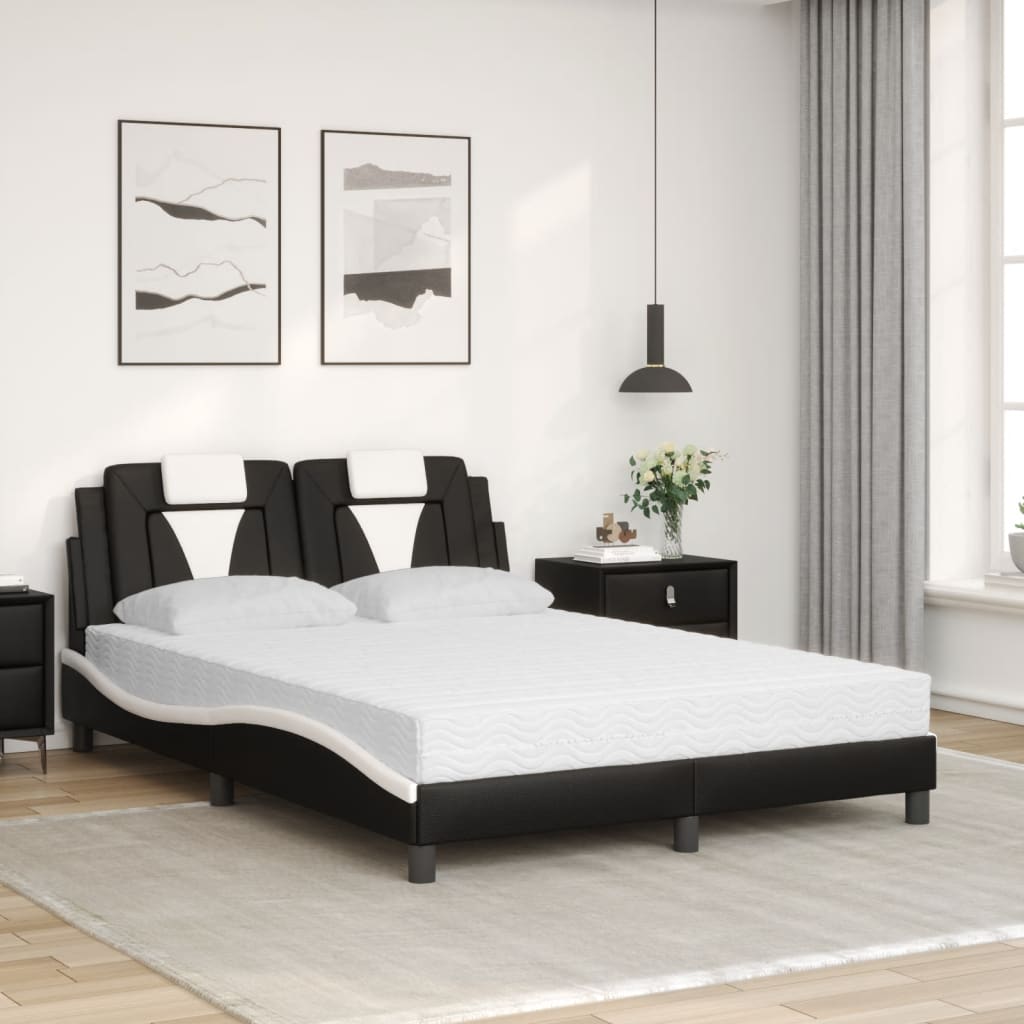 Krevet Viana s madracem crno-bijeli 140 x 190 cm od umjetne kože
