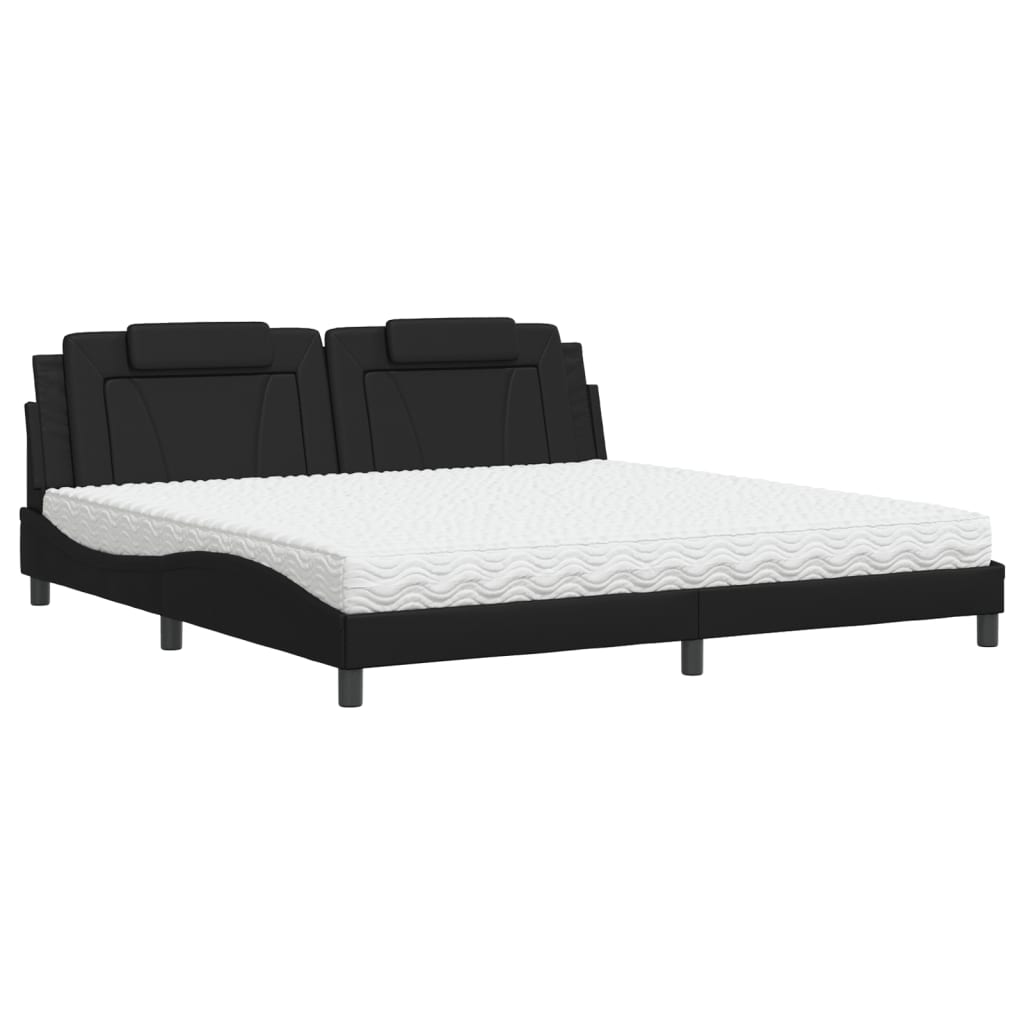 Krevet Viana s madracem crni 200x200 cm od umjetne kože