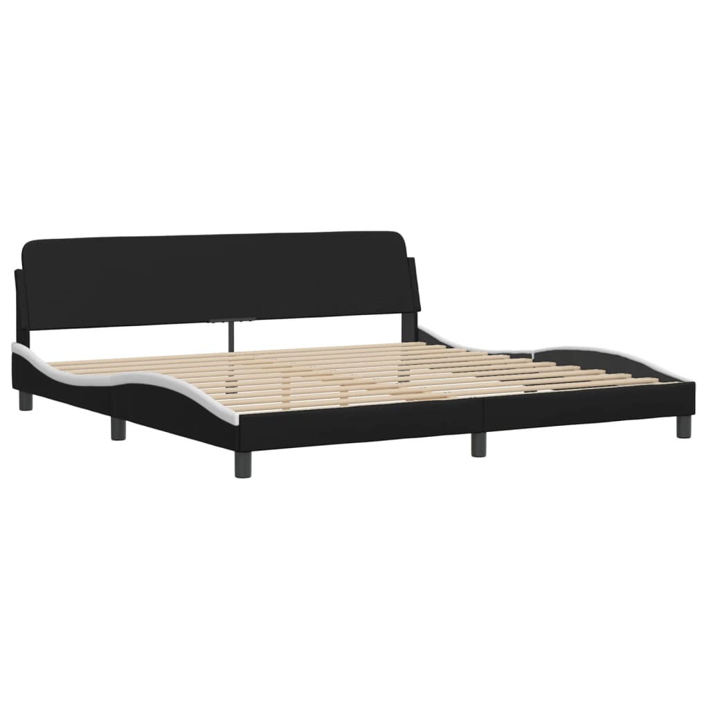 Krevet Viana s madracem crno-bijeli 200 x 200 cm od umjetne kože