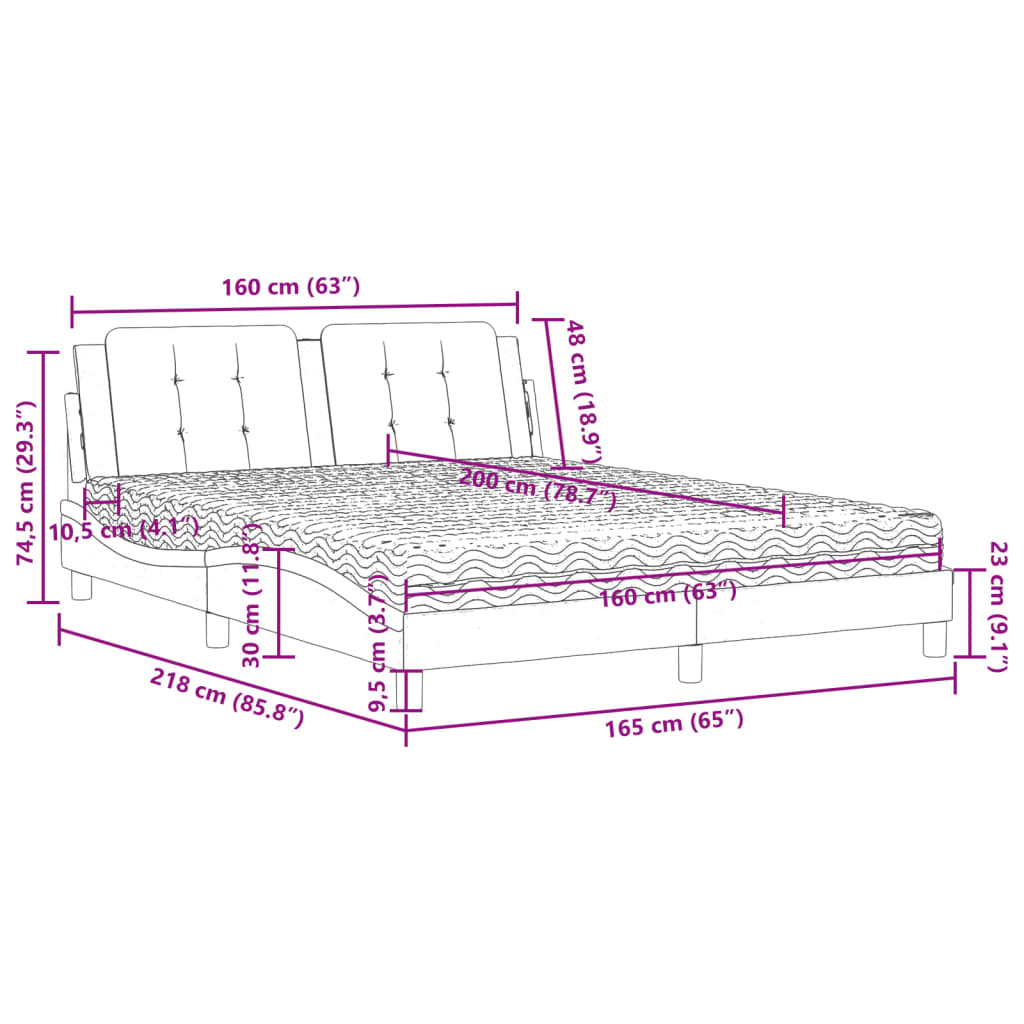 Krevet s madracem Zadar crni 160 x 200 cm od umjetne kože