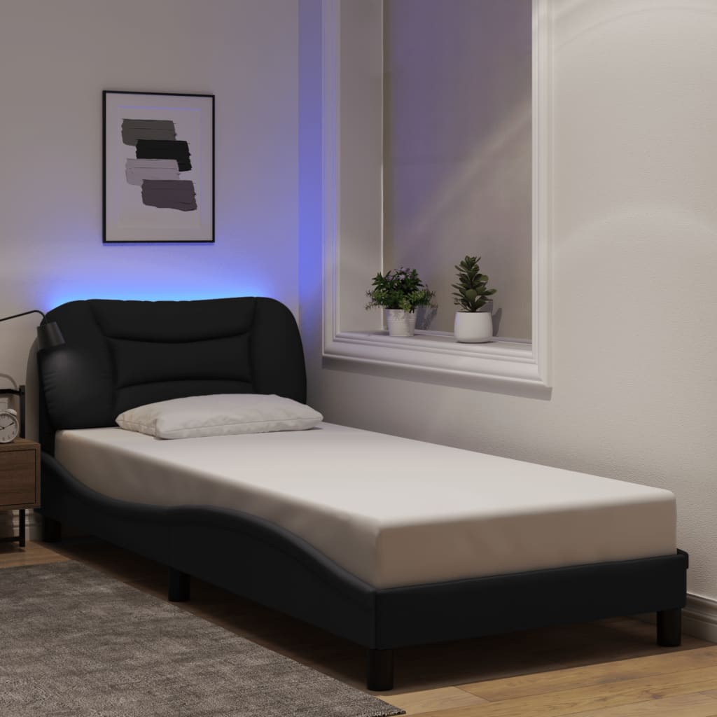 Okvir kreveta s LED-om bez madraca Hvar crni 80x200cm od tkanine