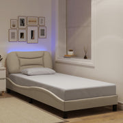 Okvir kreveta s LED-om bez madraca Hvar krem 80x200 cm Tkanina