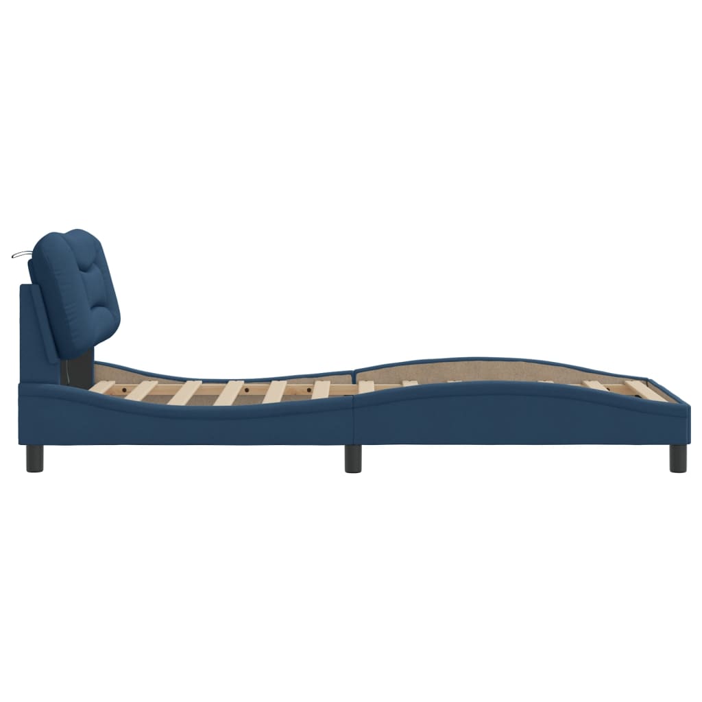Okvir kreveta s LED-om bez madraca Hvar plava 80x200cm od tkanine