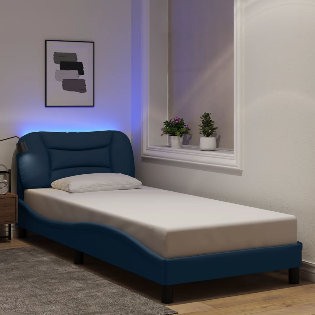 Okvir kreveta s LED-om bez madraca Hvar plavi 90 x 190 cm od tkanine