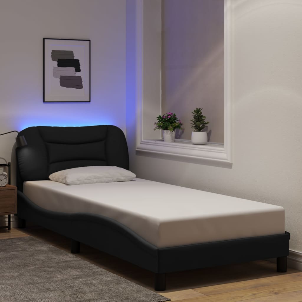 Okvir kreveta s LED-om bez madraca Hvar crni 90x200cm od tkanine