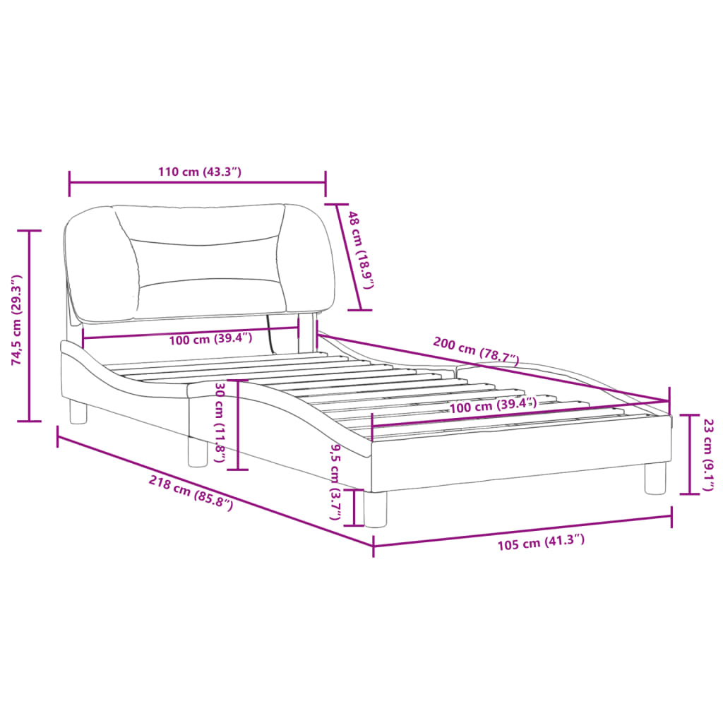 Okvir kreveta s LED-om bez madraca Hvar 100x200 cm od tkanine