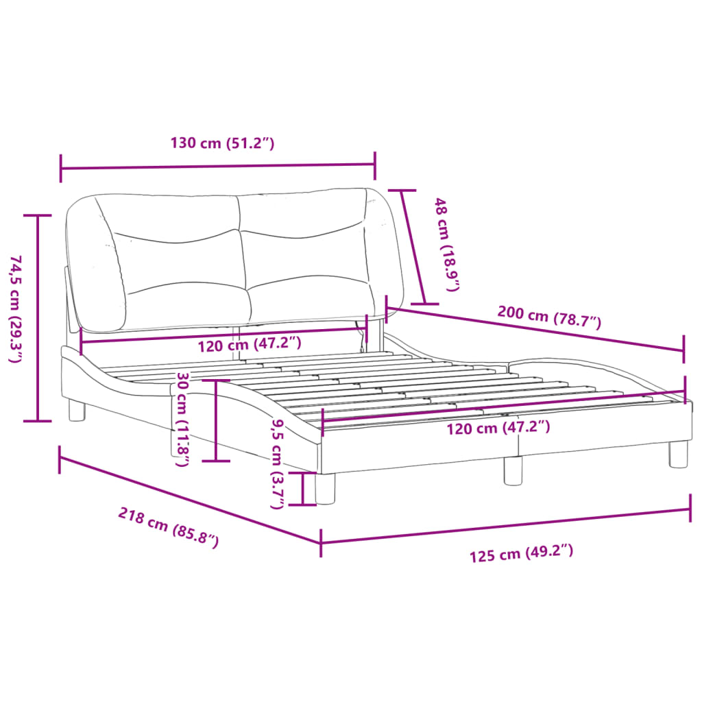 Okvir kreveta s LED-om bez madraca Hvar Plava 120x200 cm Tkanina