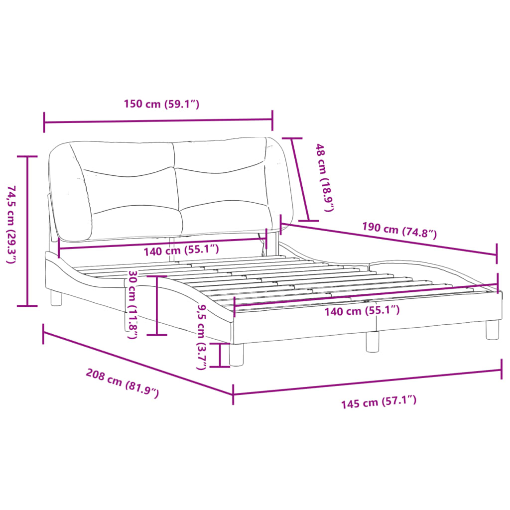 Okvir kreveta s LED-om bez madraca Hvar Taupe 140x190 cm tkanina