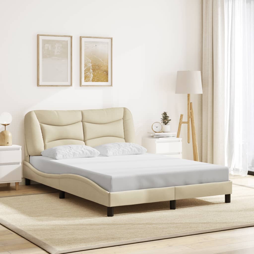Okvir kreveta s LED-om bez madraca Hvar krem 140x190 cm Tkanina