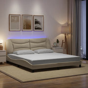 Okvir kreveta s LED-om bez madraca Hvar krem 180x200 cm Tkanina