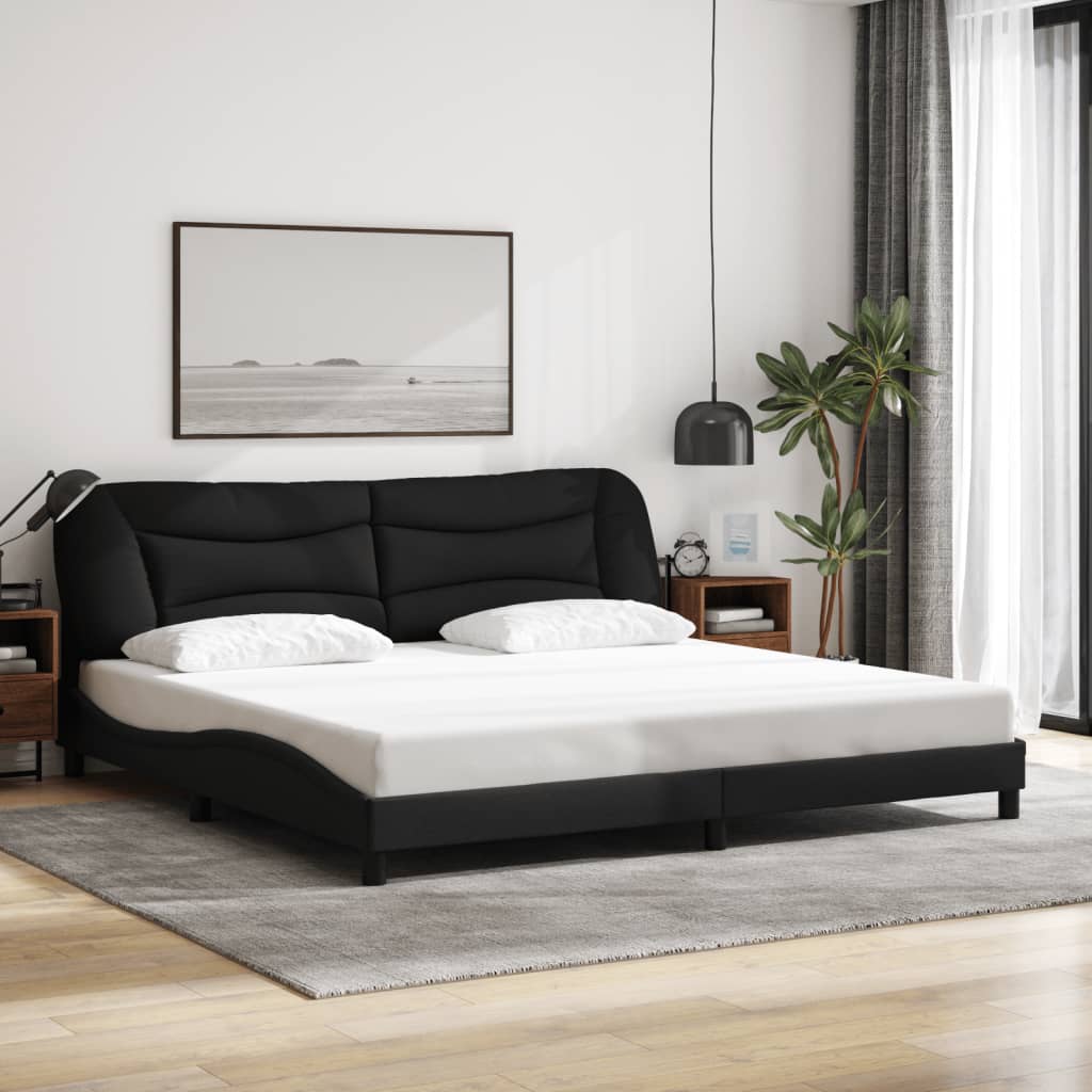 Okvir kreveta s LED-om bez madraca Hvar crni 200x200 cm od tkanine