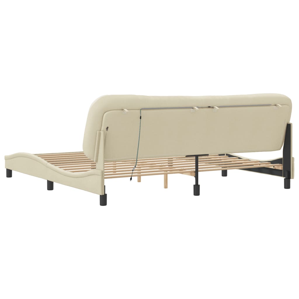 Okvir kreveta s LED-om bez madraca Hvar krem 200 x 200 cm od tkanine