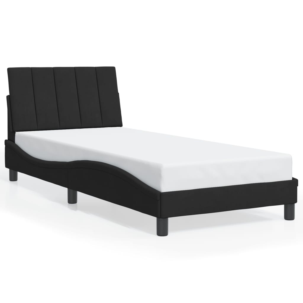 Okvir kreveta s LED-om bez madraca Hanko crni 90 x 200 cm baršunasti