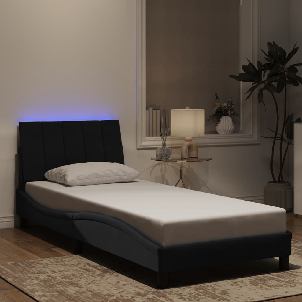 Okvir kreveta s LED-om bez madraca Hanko crni 90 x 200 cm baršunasti