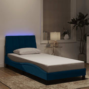 Okvir kreveta s LED-om bez madraca Hanko plavi 90 x 200 cm baršunasti