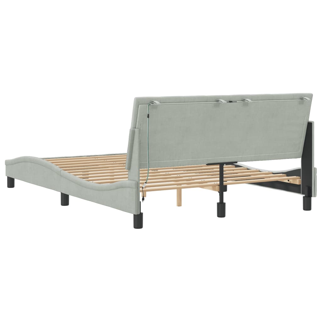 Okvir kreveta s LED-om bez madraca Hanko svjetlosivi 140x190 cm baršunasti