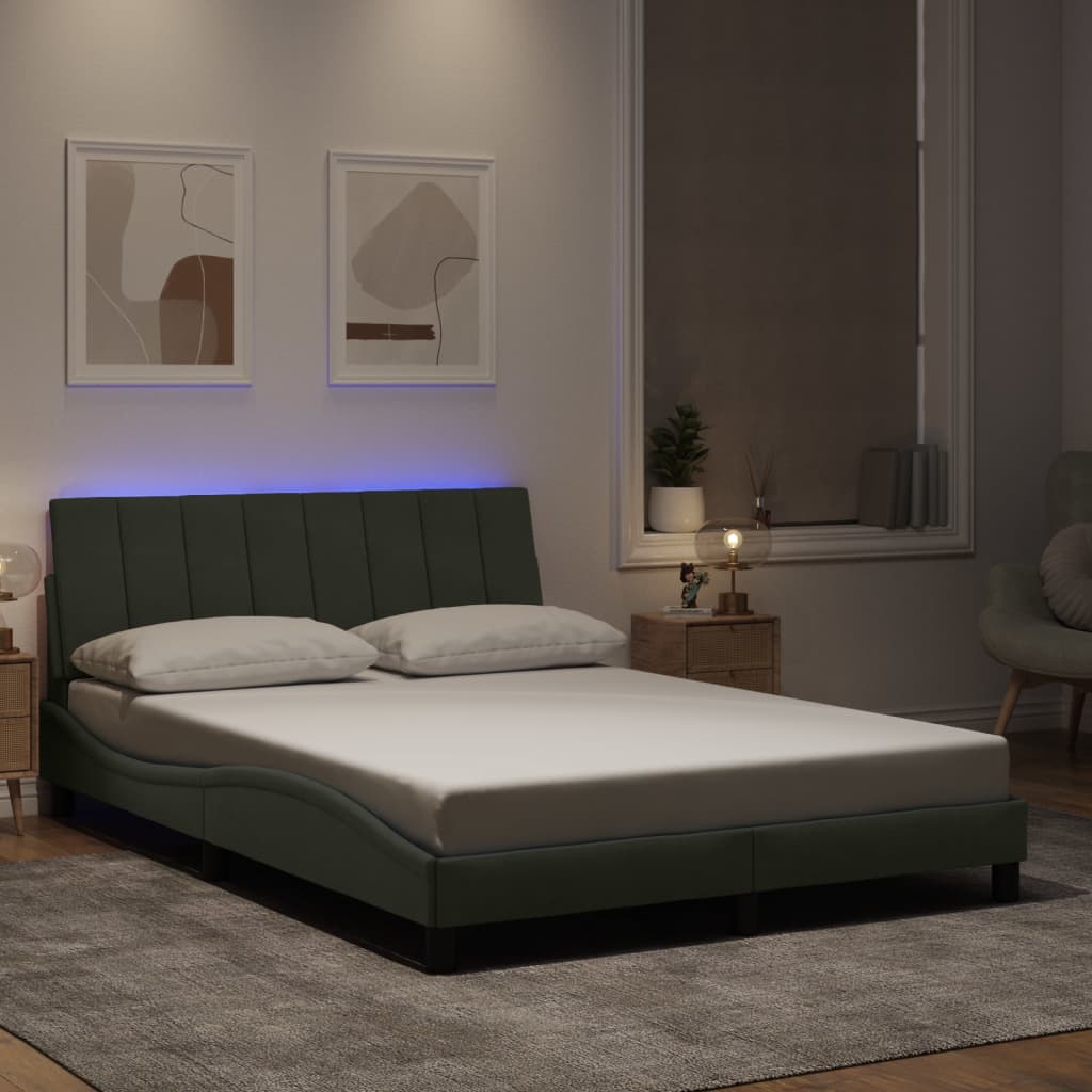 Okvir kreveta s LED-om bez madraca Hanko svjetlosivi 140x190 cm baršunasti