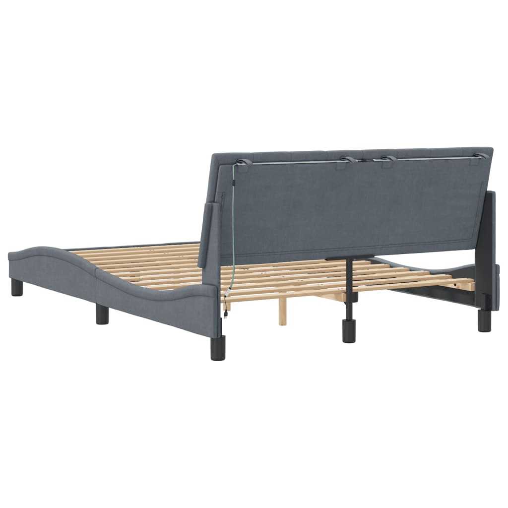 Okvir kreveta s LED-om bez madraca Hanko tamnosivi 140x190 cm baršunasti