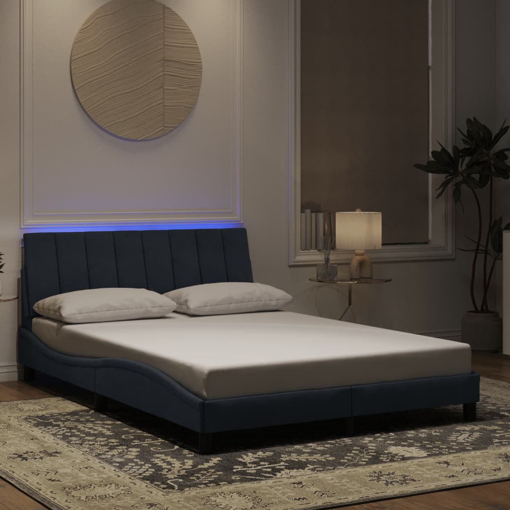 Okvir kreveta s LED-om bez madraca Hanko tamnosivi 140x190 cm baršunasti