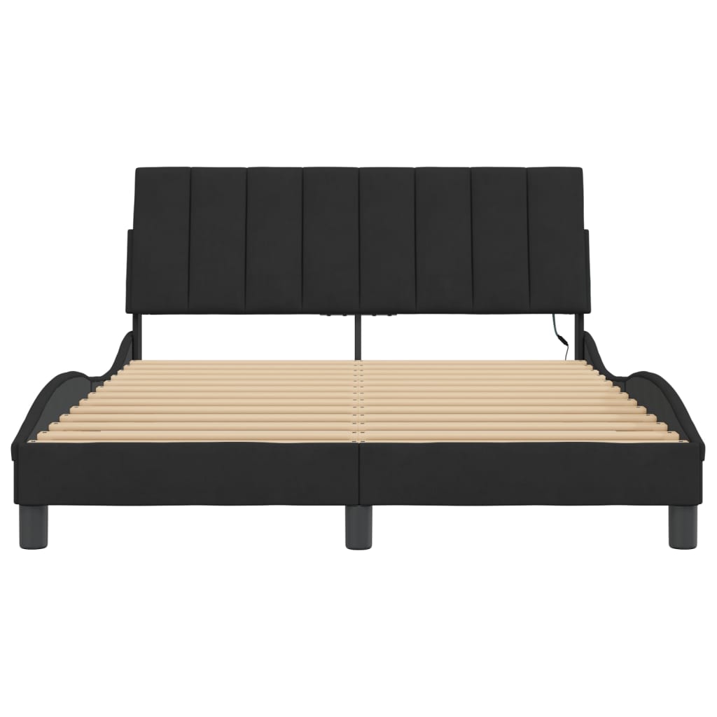 Okvir kreveta s LED-om bez madraca Hanko crni 140 x 190 cm baršunasti