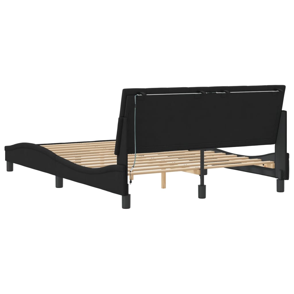 Okvir kreveta s LED-om bez madraca Hanko crni 140 x 190 cm baršunasti