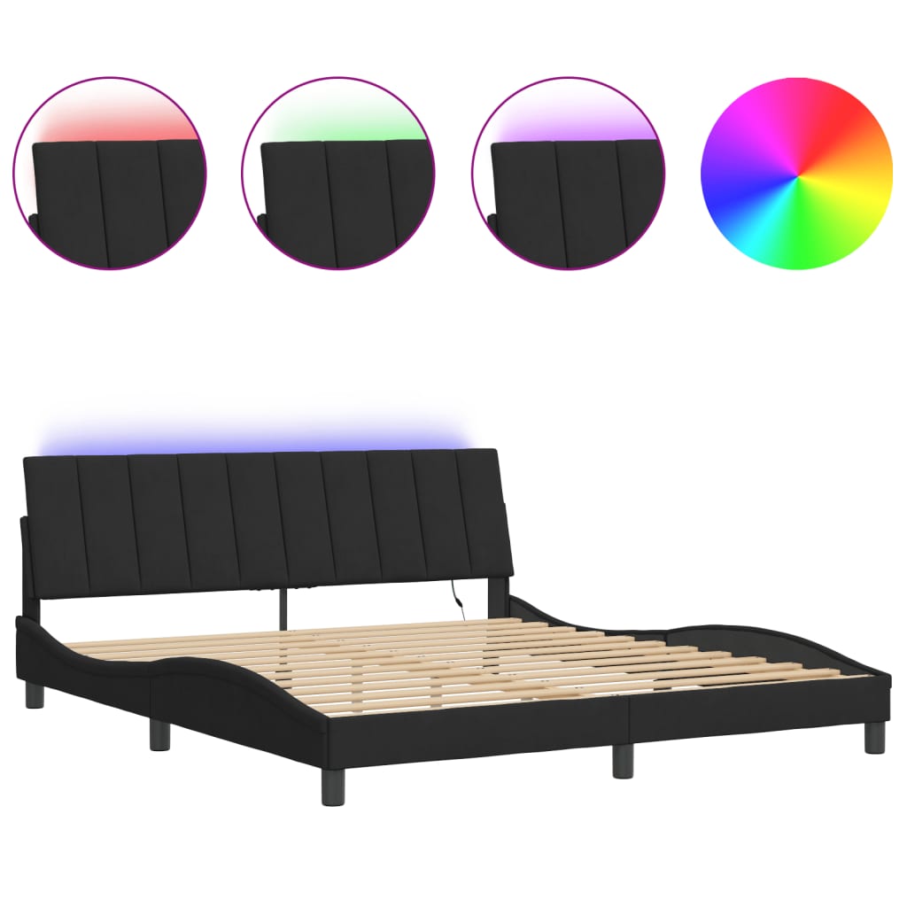 Okvir kreveta s LED-om bez madraca Hanko crni 180 x 200 cm baršunasti