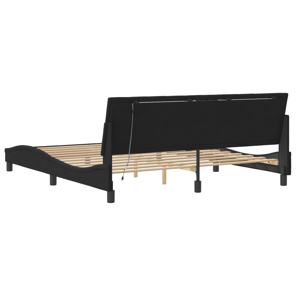 Okvir kreveta s LED-om bez madraca Hanko crni 180 x 200 cm baršunasti