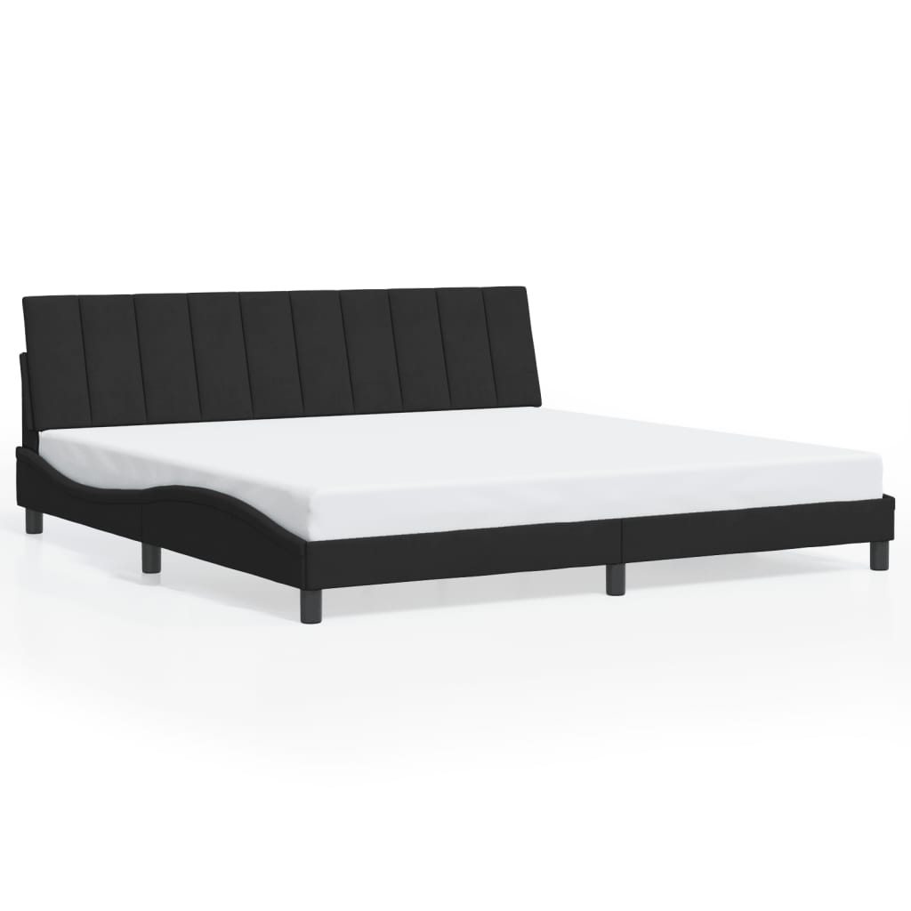 Okvir kreveta s LED-om bez madraca Hanko crni 200 x 200 cm baršunasti