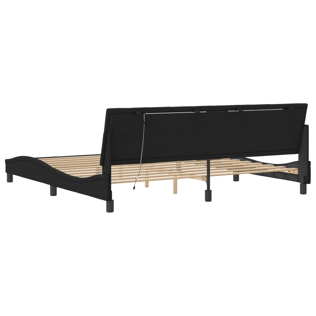 Okvir kreveta s LED-om bez madraca Hanko crni 200 x 200 cm baršunasti