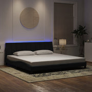 Okvir kreveta s LED-om bez madraca Hanko crni 200 x 200 cm baršunasti